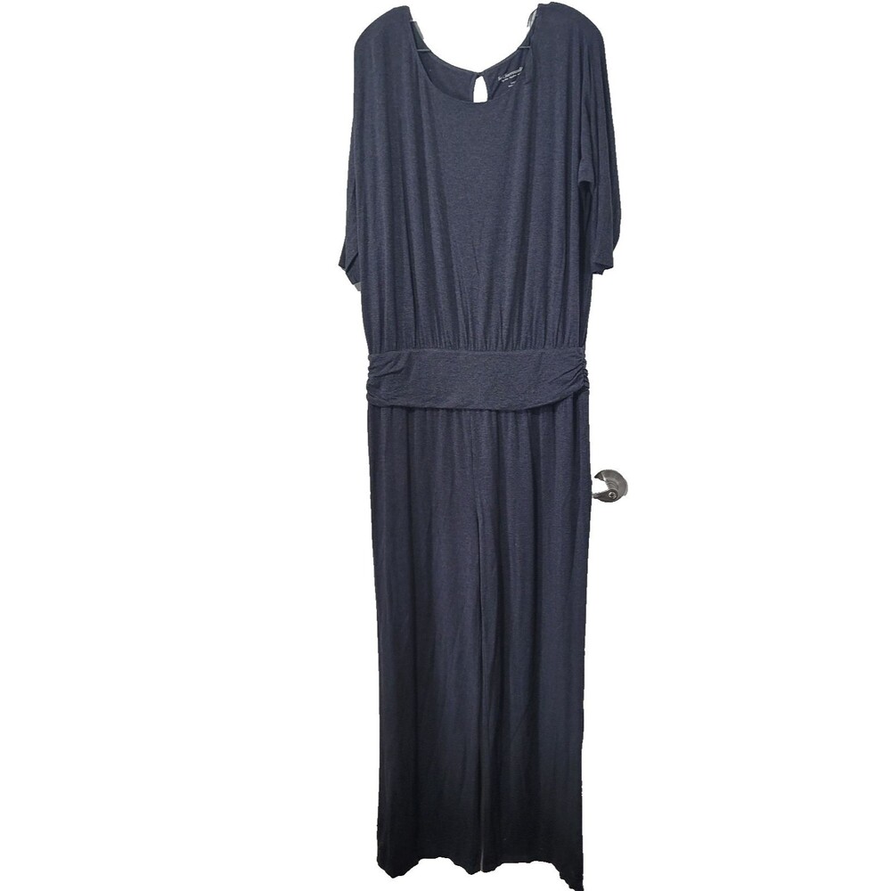 Soft Surroundings Large Jumpsuit stretch pleated keyhole button straight leg